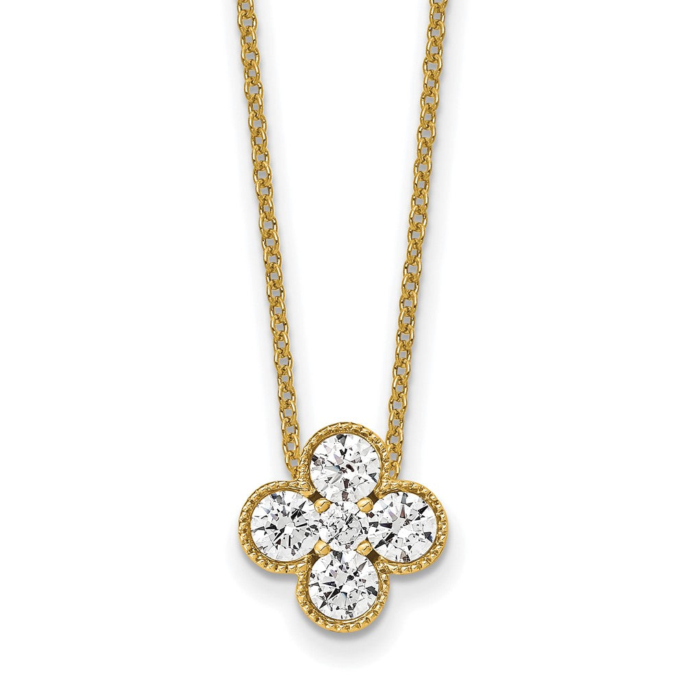 True Origin 14K Yellow Gold 3/4 carat Lab Grown Diamond VS/SI D E F Bloom Floral 18 inch Necklace