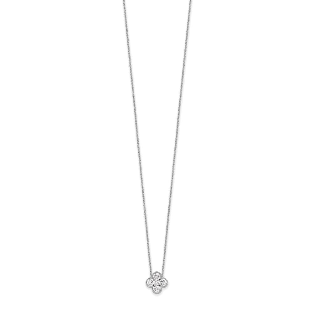 True Origin 14K White Gold 1 carat Lab Grown Diamond VS/SI D E F Bloom Floral 18 inch Necklace
