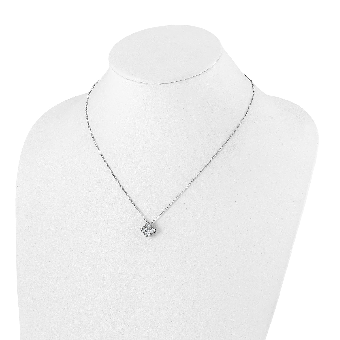 True Origin 14K White Gold 1 carat Lab Grown Diamond VS/SI D E F Bloom Floral 18 inch Necklace