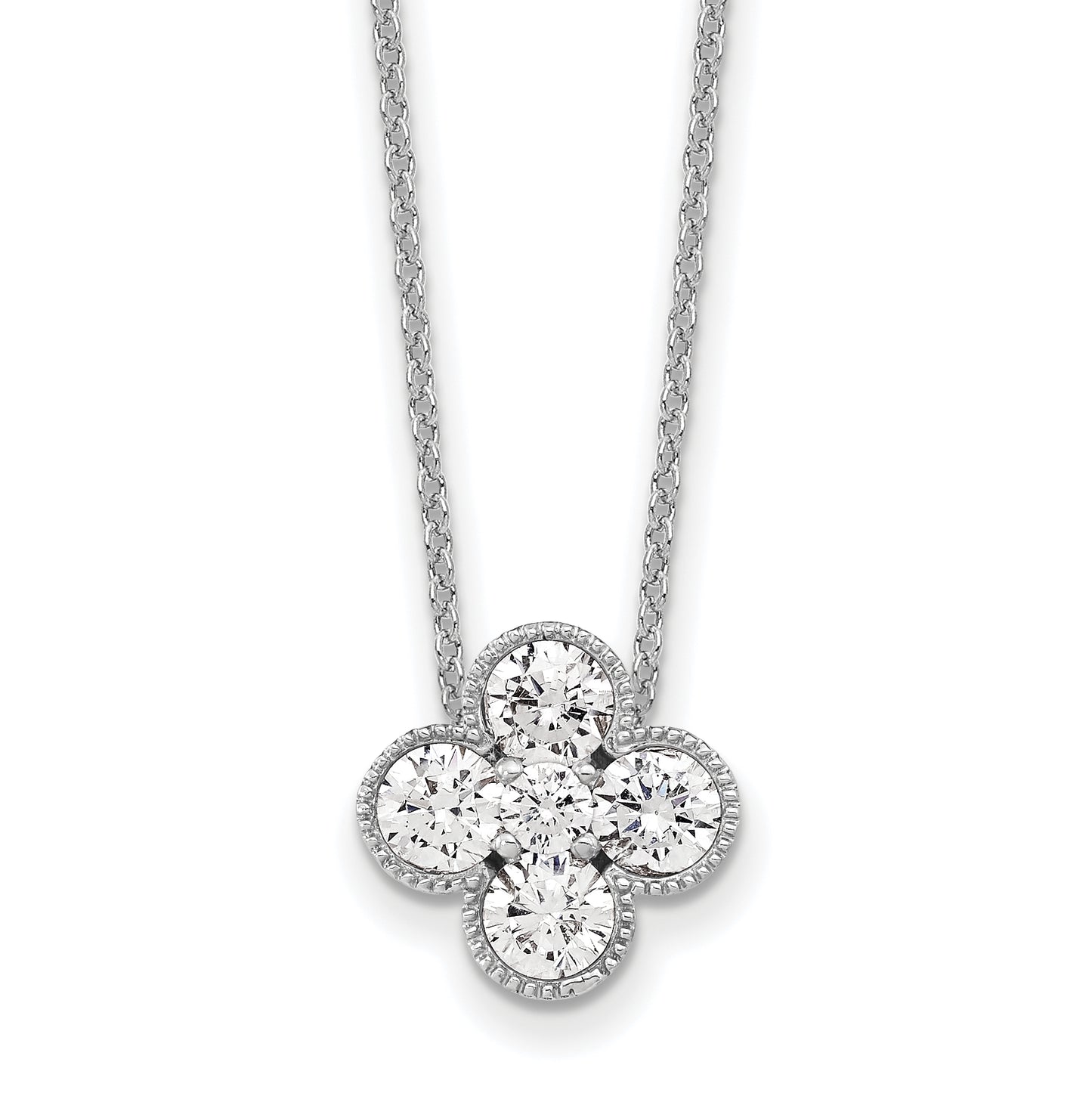 True Origin 14K White Gold 1 carat Lab Grown Diamond VS/SI D E F Bloom Floral 18 inch Necklace