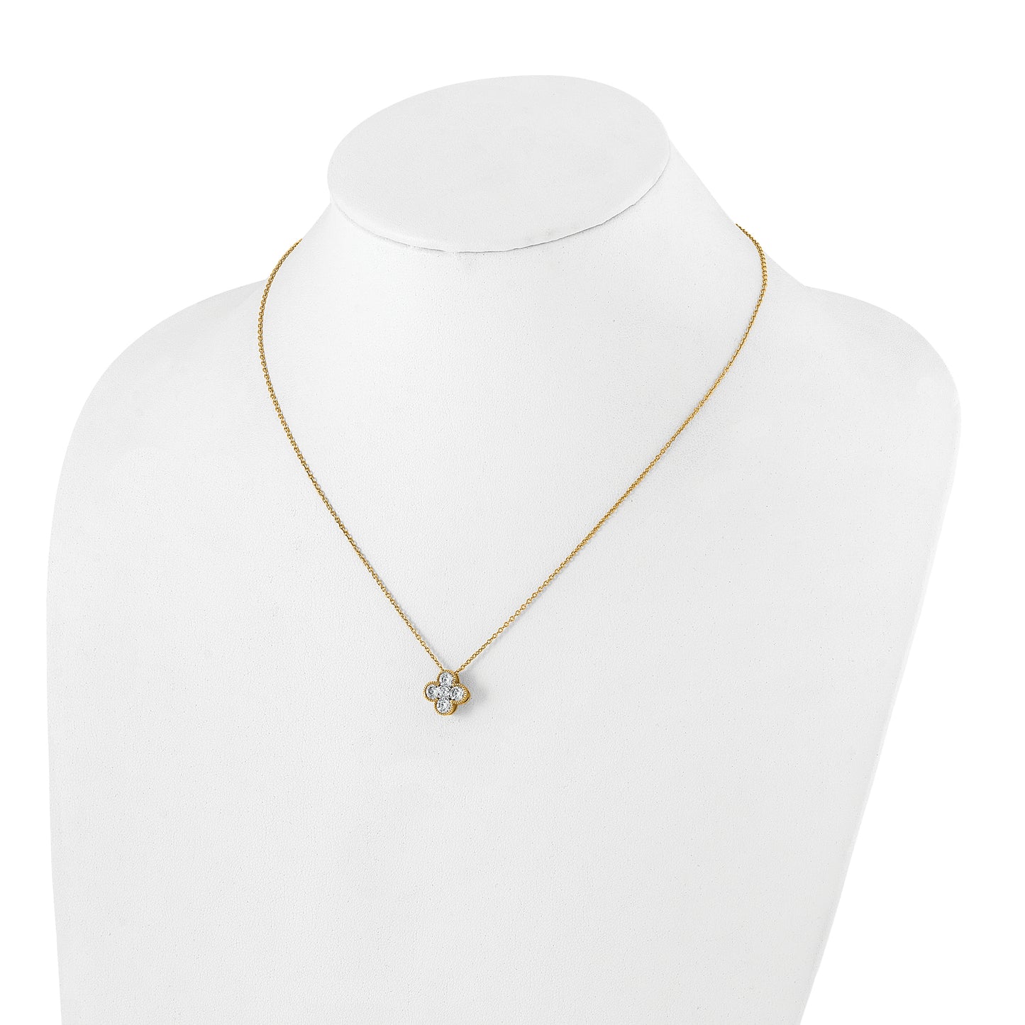 True Origin 14K Yellow Gold 1 carat Lab Grown Diamond VS/SI D E F Bloom Floral 18 inch Necklace