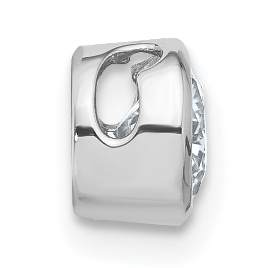 14k White Gold Round Bezel D E F Pure Light Moissanite Chain Slide