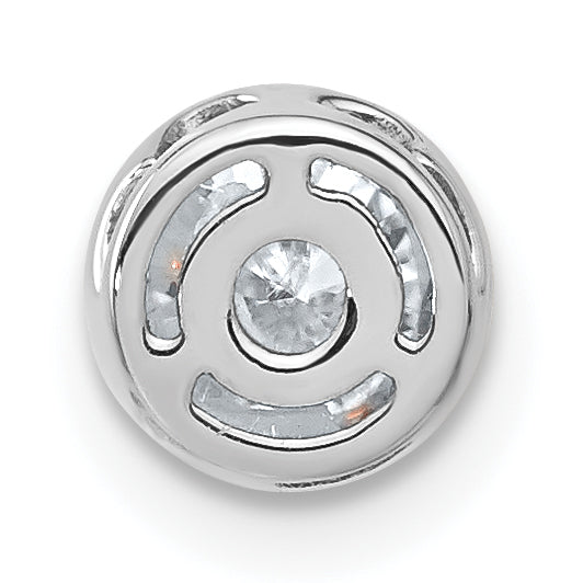 14k White Gold Round Bezel D E F Pure Light Moissanite Chain Slide