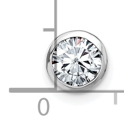 14k White Gold Round Bezel D E F Pure Light Moissanite Chain Slide