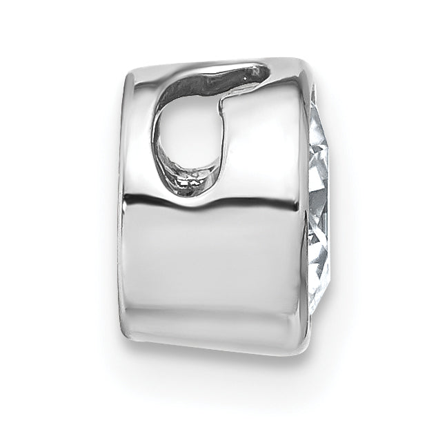 14k White Gold Round Bezel D E F Pure Light Moissanite Chain Slide