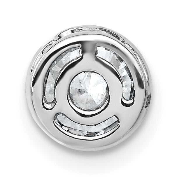 14k White Gold Round Bezel D E F Pure Light Moissanite Chain Slide