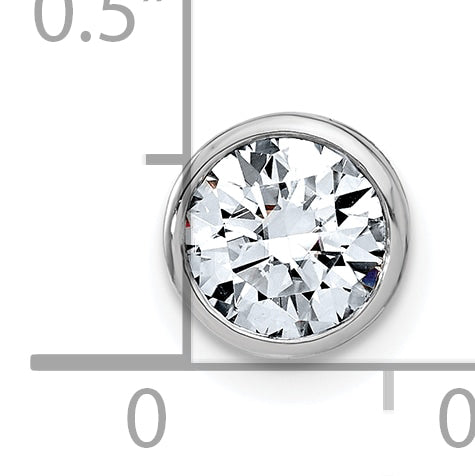 14k White Gold Round Bezel D E F Pure Light Moissanite Chain Slide