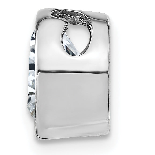 14k White Gold Round Bezel D E F Pure Light Moissanite Chain Slide