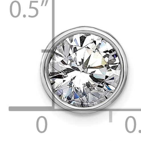 14k White Gold Round Bezel D E F Pure Light Moissanite Chain Slide