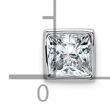 14k White Gold Princess Bezel G H I True Light Moissanite Chain Slide