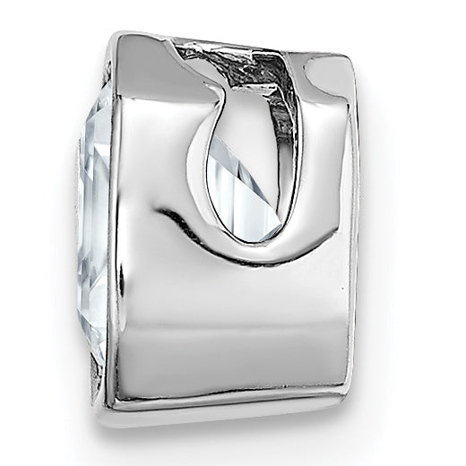 14k White Gold Asscher Bezel D E F Pure Light Moissanite Chain Slide