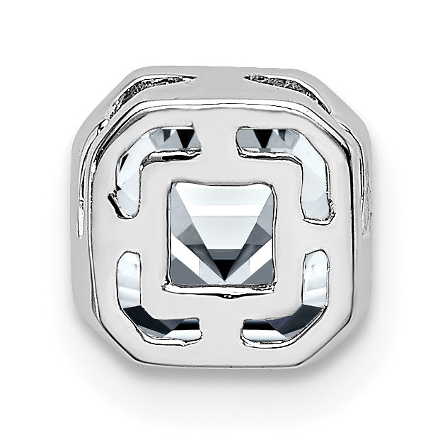14k White Gold Asscher Bezel D E F Pure Light Moissanite Chain Slide