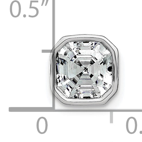 14k White Gold Asscher Bezel D E F Pure Light Moissanite Chain Slide