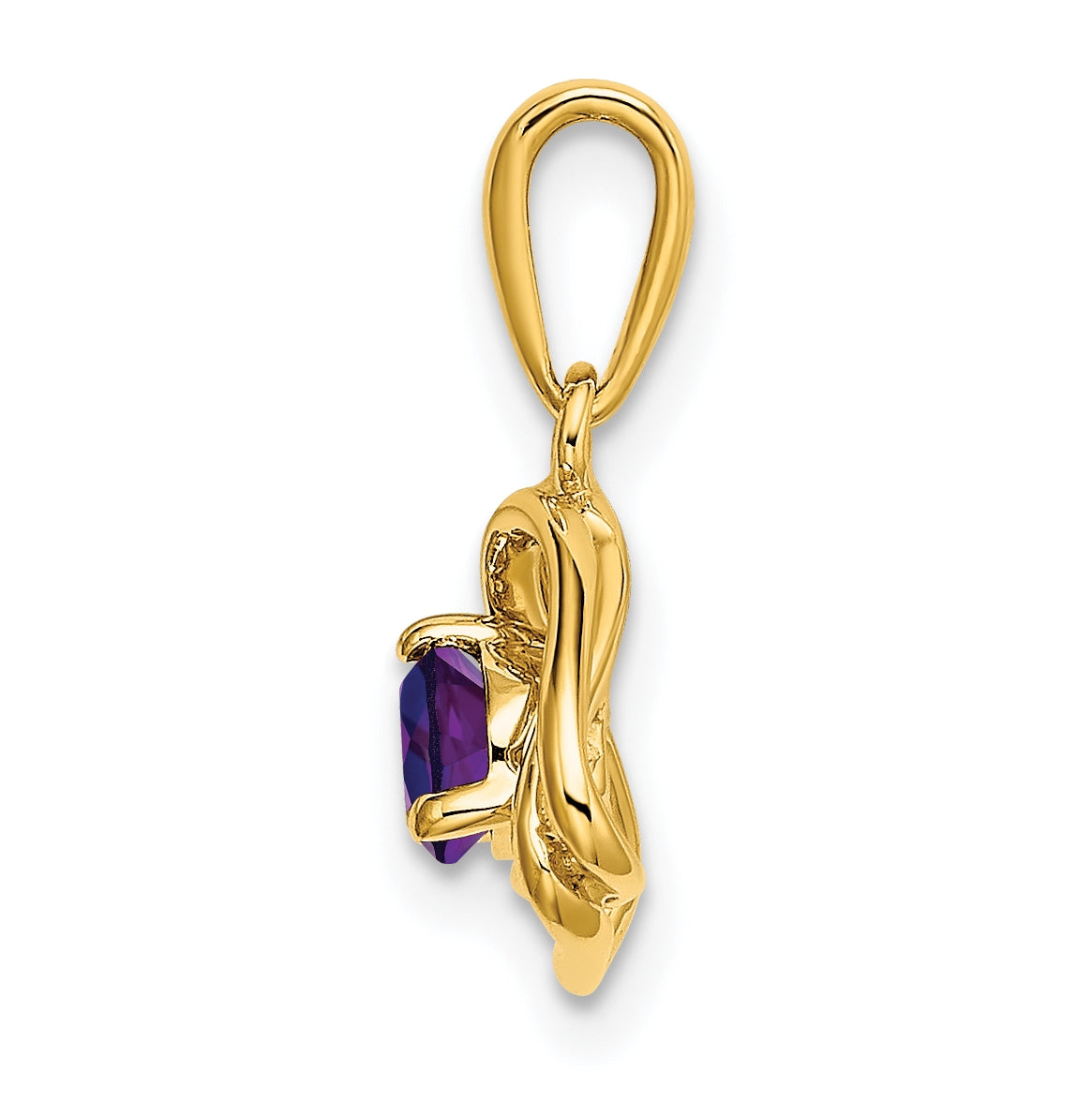 14K Yellow Gold Amethyst Triangle Pendant