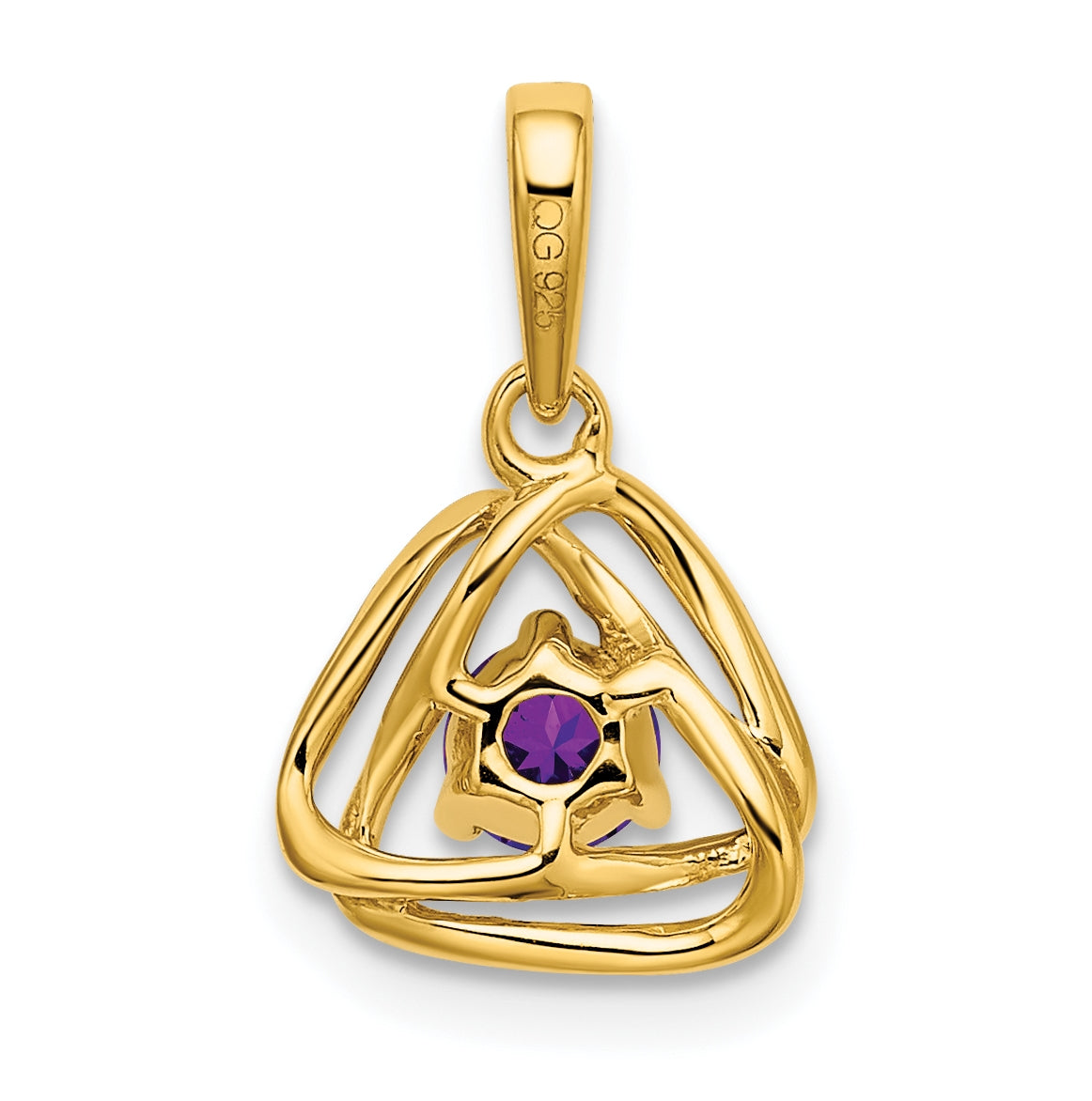 14K Yellow Gold Amethyst Triangle Pendant