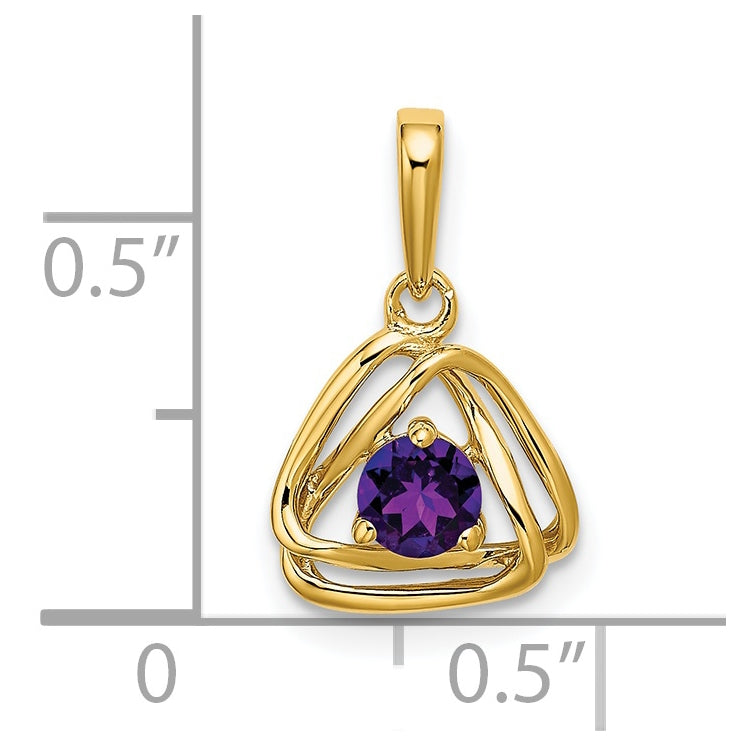 14K Yellow Gold Amethyst Triangle Pendant