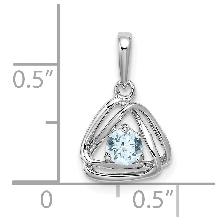 14k White Gold Aquamarine Triangle Pendant