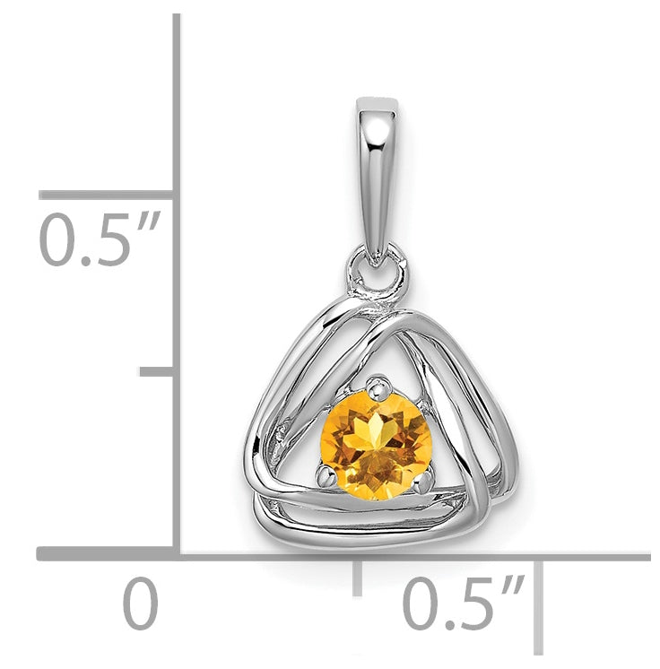 14k White Gold Citrine Triangle Pendant