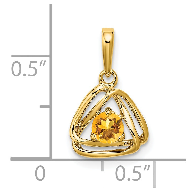 14K Yellow Gold Citrine Triangle Pendant