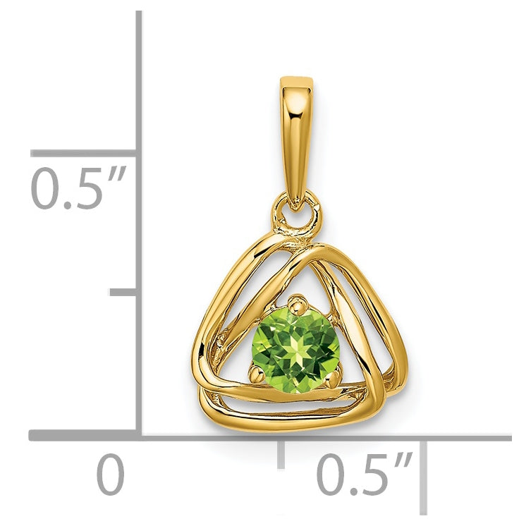 14K Yellow Gold Peridot Triangle Pendant