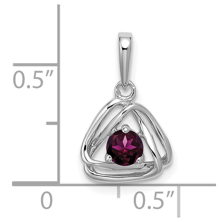 14k White Gold Rhodolite Garnet Triangle Pendant
