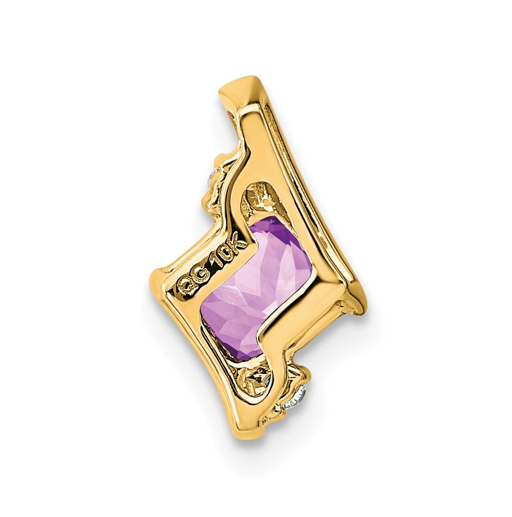 10k Yellow Gold Cushion Amethyst and Diamond Chain Slide