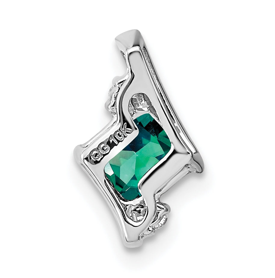 Sterling Silver Antique Cushion Created Alexandrite and Diamond Pendant