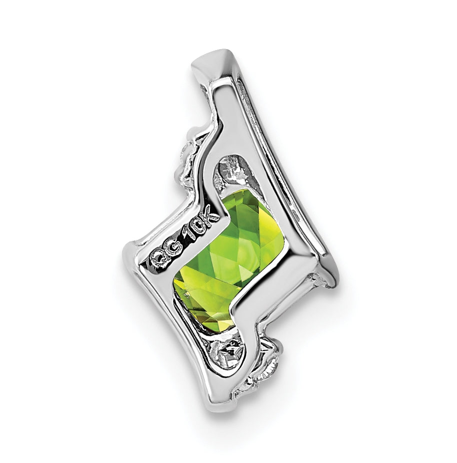 10k White Gold Cushion Peridot and Diamond Chain Slide