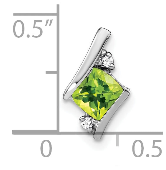 10k White Gold Cushion Peridot and Diamond Chain Slide