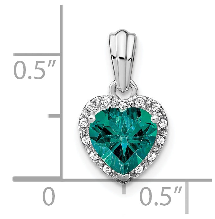 Sterling Silver Rhodium Plated Created Alexandrite and Diamond Pendant