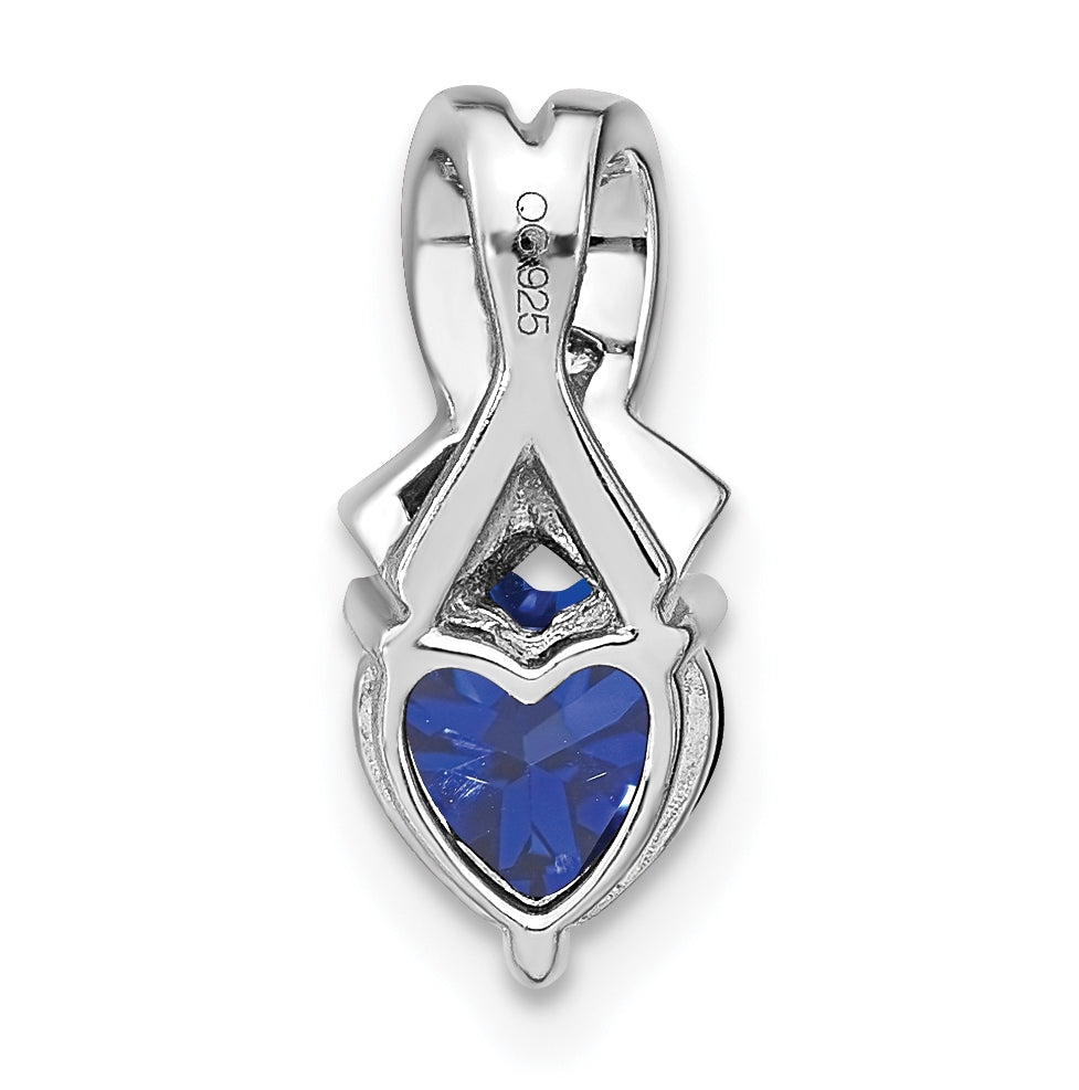 Sterling Silver Rhodium plated Created Sapphire/Diamond Pendant