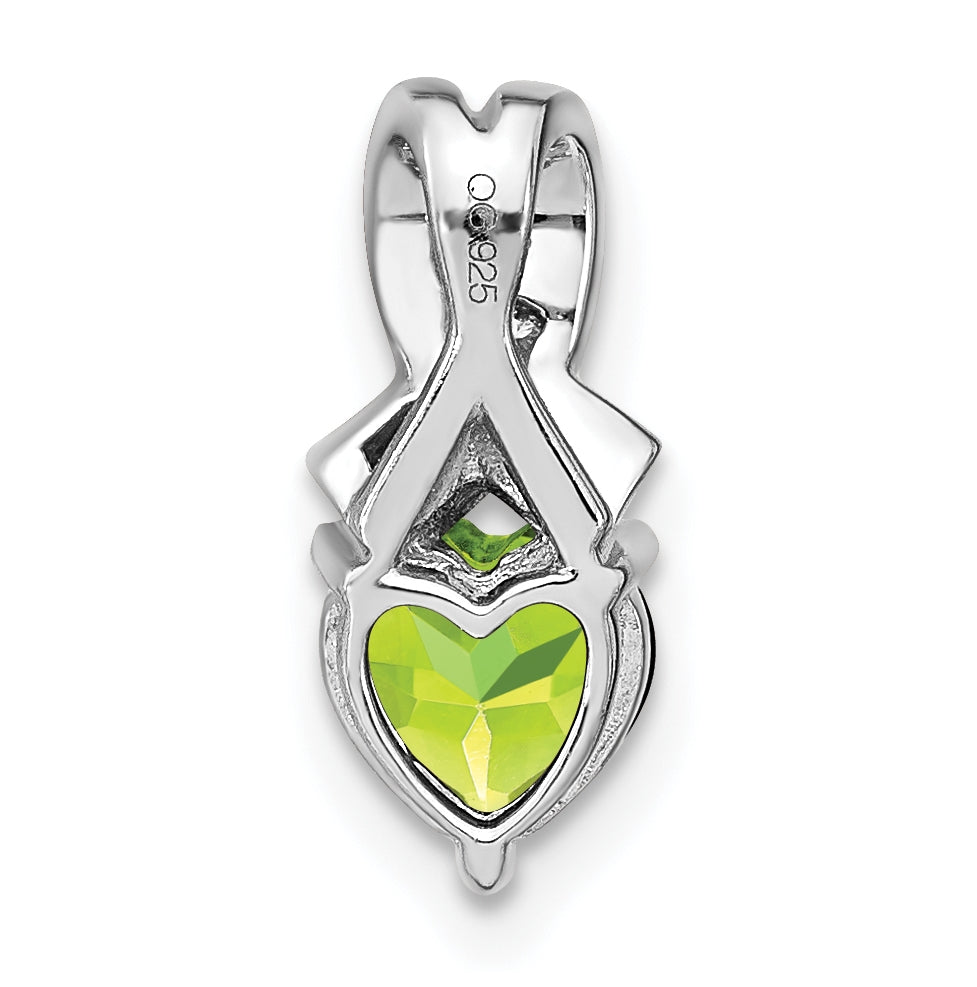 Sterling Silver Rhodium plated Peridot/Diamond Pendant