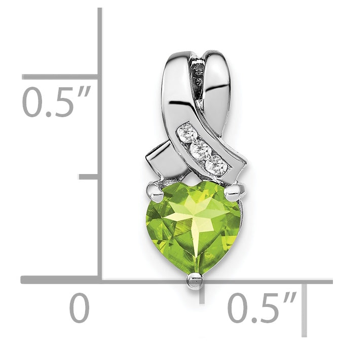 Sterling Silver Rhodium plated Peridot/Diamond Pendant