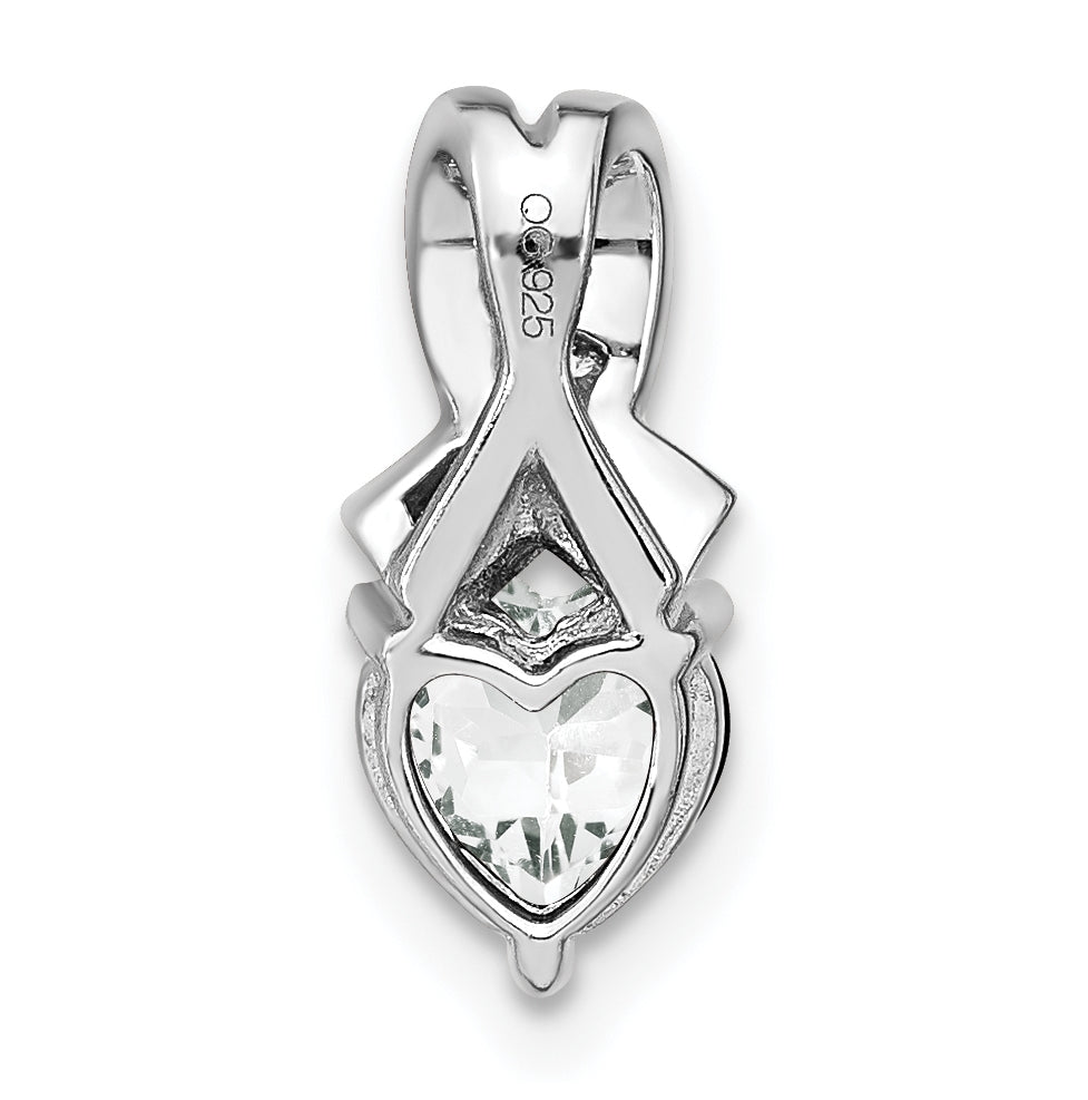 Sterling Silver Rhodium plated White Topaz/Diamond Pendant