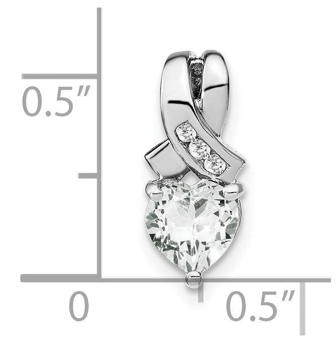 Sterling Silver Rhodium plated White Topaz/Diamond Pendant