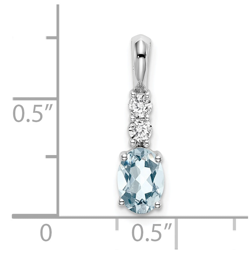 14k White Gold Oval Aquamarine/Diamond Pendant