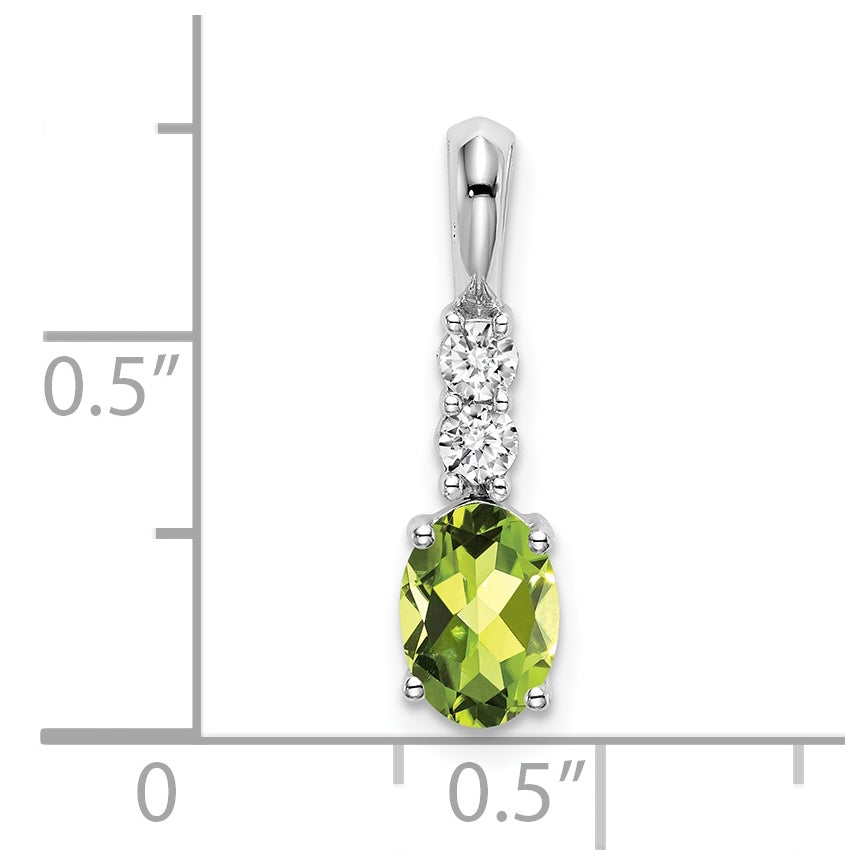 14k White Gold Oval Peridot/Diamond Pendant