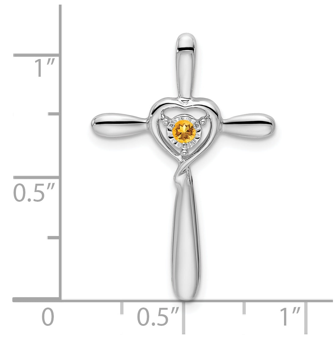 10k White Gold Citrine Cross w/Heart Chain Slide