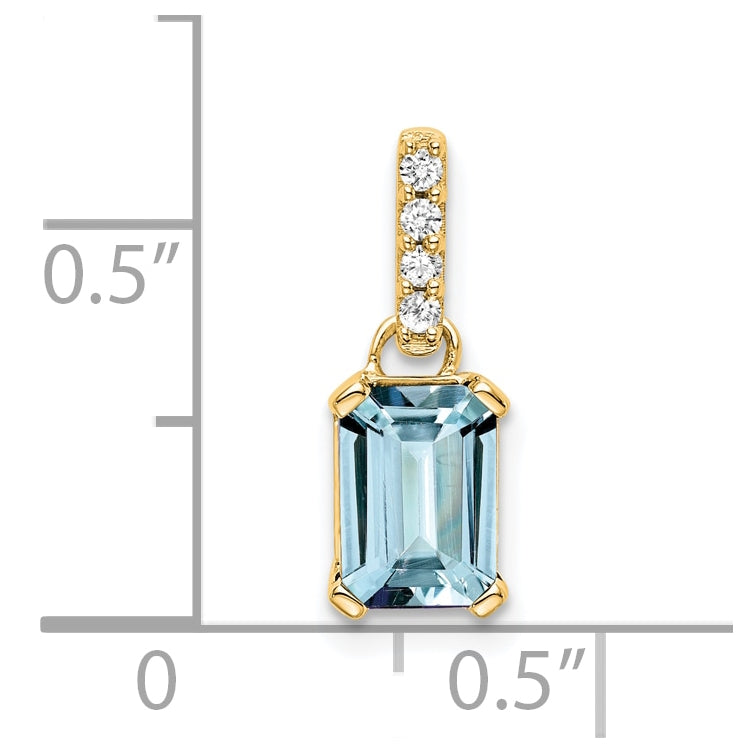 10k Yellow Gold Aquamarine & Diamond Pendant