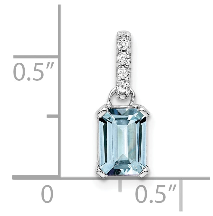 14K White Gold Aquamarine & Diamond Pendant