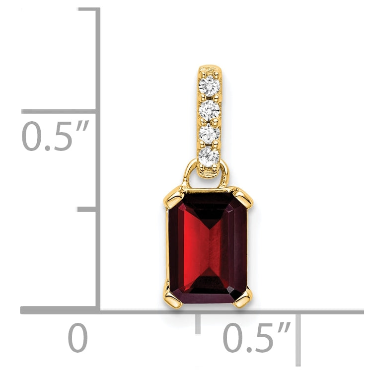 10k Yellow Gold Garnet & Diamond Pendant