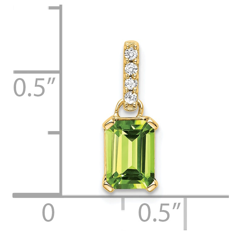 10k Yellow Gold Peridot & Diamond Pendant