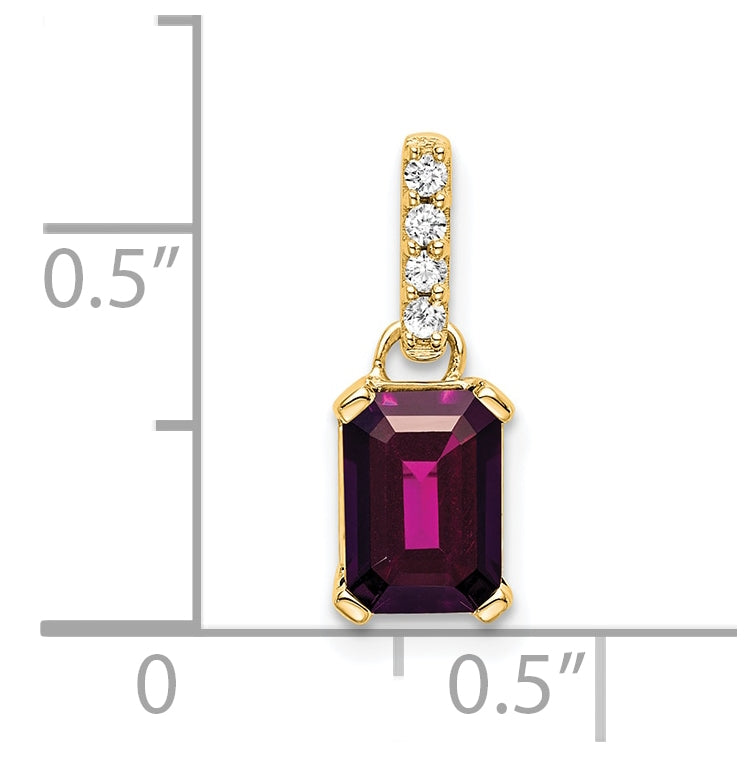 14K Yellow Gold Rhodolite Garnet & Diamond Pendant
