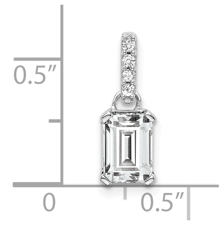 14K White Gold White Topaz & Diamond Pendant