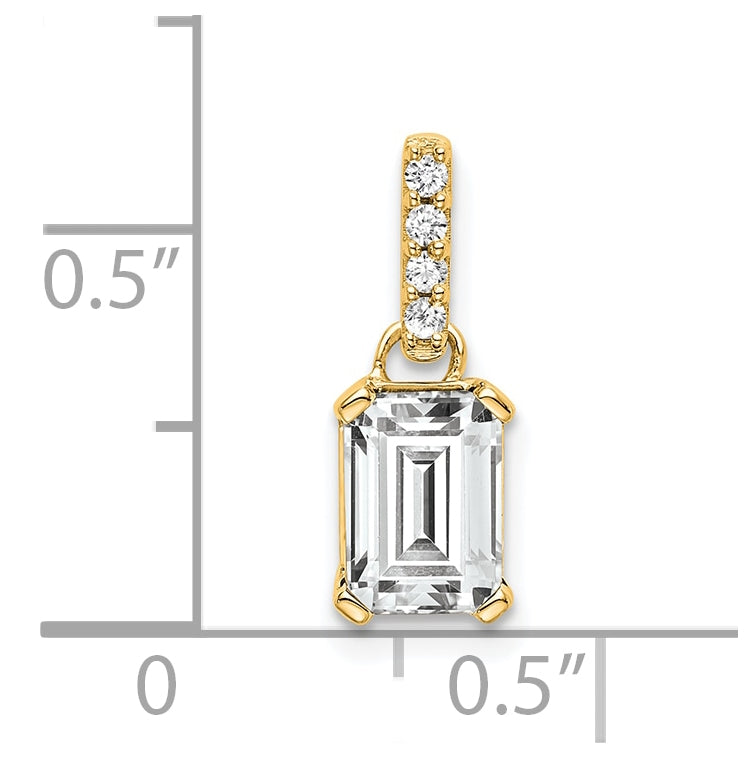 14K Yellow Gold White Topaz & Diamond Pendant
