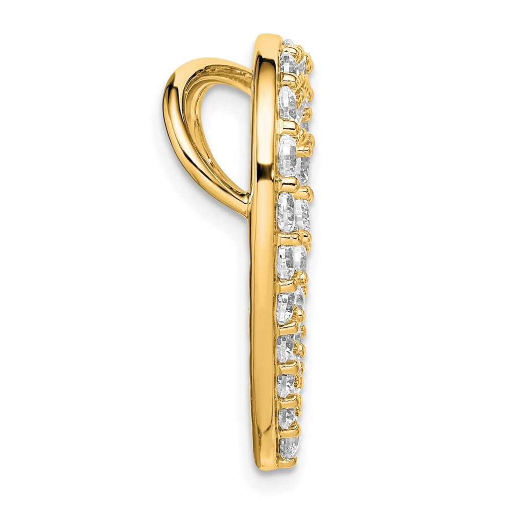 14k Yellow Gold 1 1/2 carat Lab Grown Diamond VS+ F+ Complete Heart Chain Slide Pendant