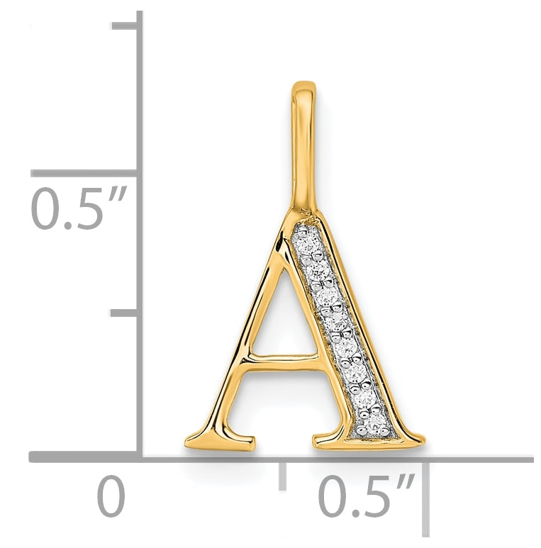 10K Yellow Gold Diamond Letter A Initial Pendants