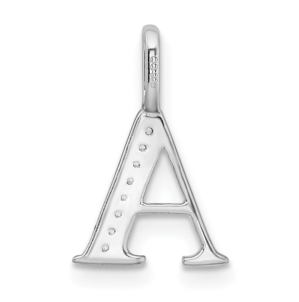 14K White Gold Diamond Letter A Initial Pendants