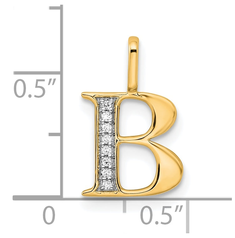 10K Yellow Gold Diamond Letter B Initial Pendants