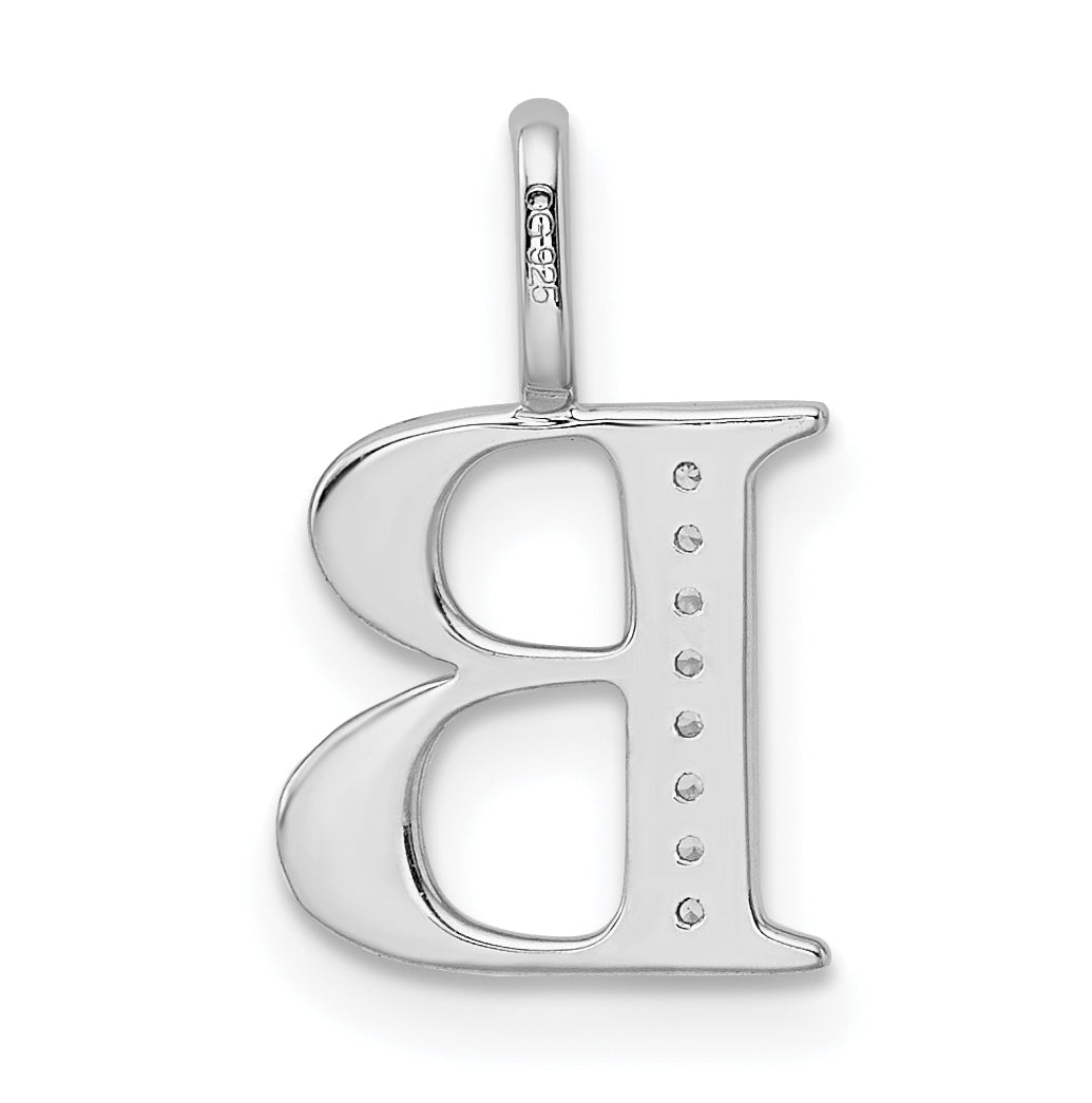 14K White Gold Diamond Letter B Initial Pendants